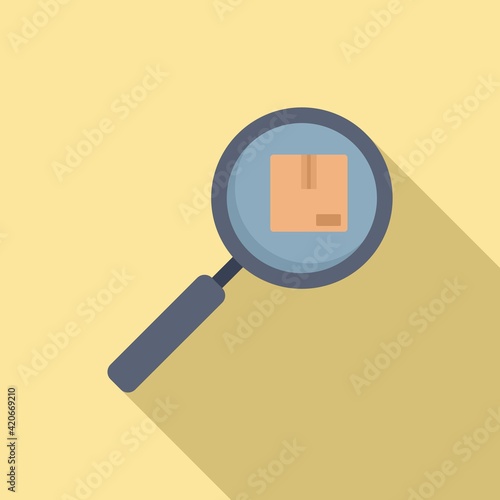 Search missed parcel icon, flat style