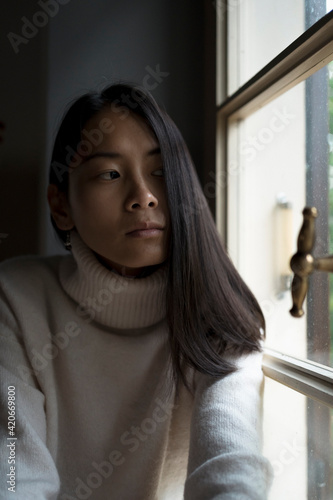 Asian woman at home during lockdown photo