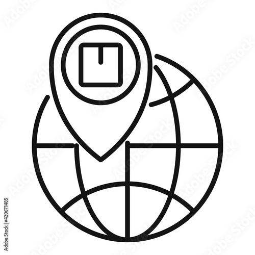 Global parcel tracking icon, outline style