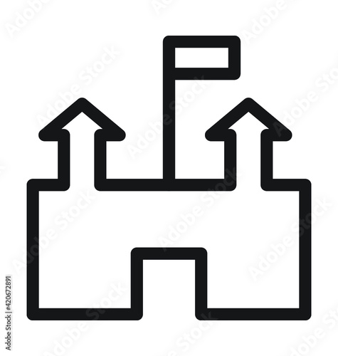 School Building Line Vector Icon