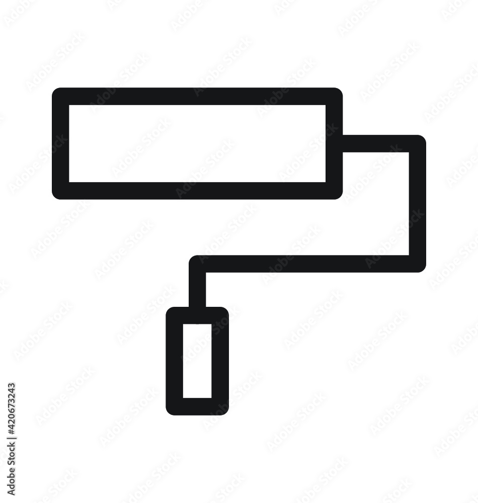 Paint Roller Line Vector Icon Paint Roller Line Vector Icon
