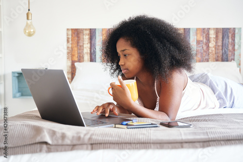 Girl browsing internet photo