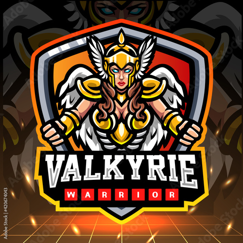 Valkyrie warrior mascot. esport logo design.