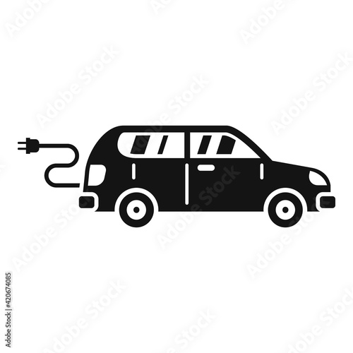 Plug in hybrid car icon, simple style