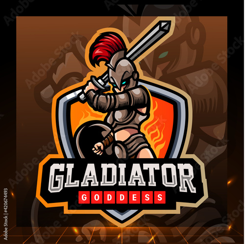 Gladiator goddess mascot. esport logo design