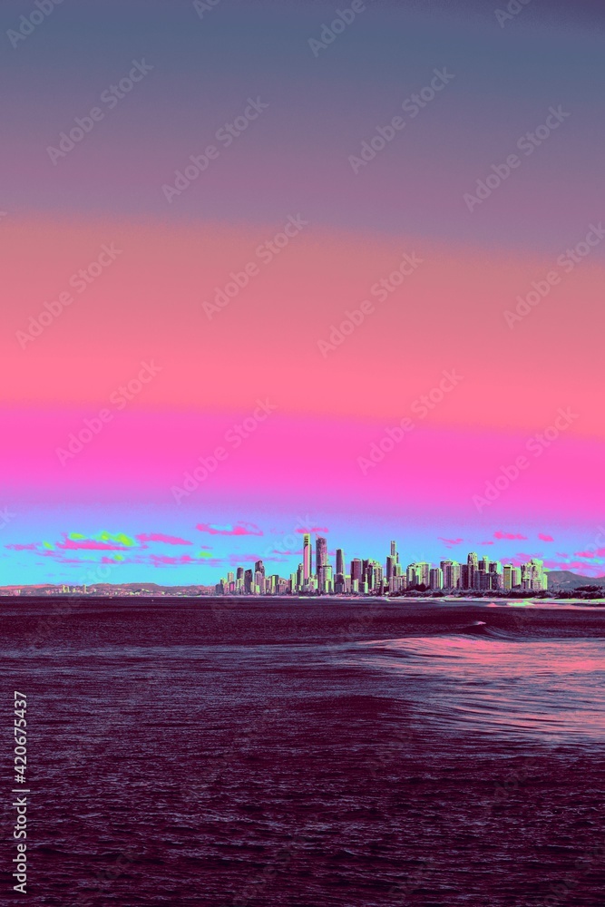 Fototapeta premium sunset over the city