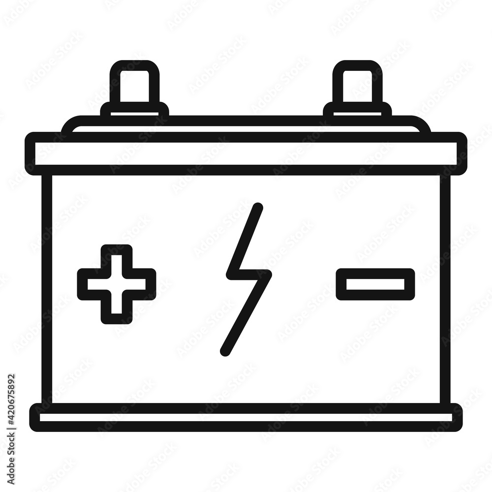 Eco car battery icon, outline style Eco car battery icon, outline style