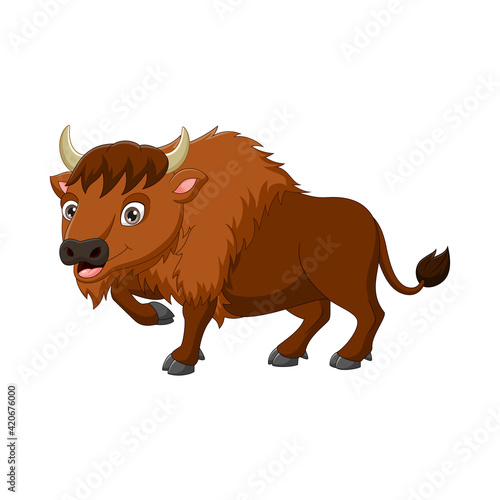 Cartoon bison isolated on white background