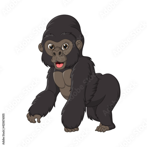 Cute gorilla cartoon isolated on white background