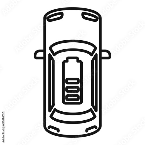 Top view electric car icon, outline style © anatolir