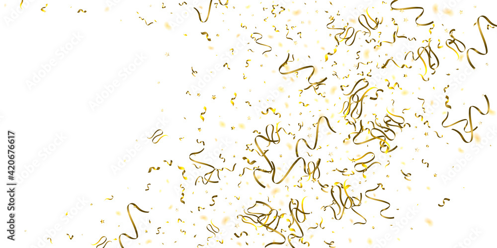 Holiday Serpentine. Gold Foil Streamers Ribbons. Holiday Serpentine. Gold Foil Streamers Ribbons.