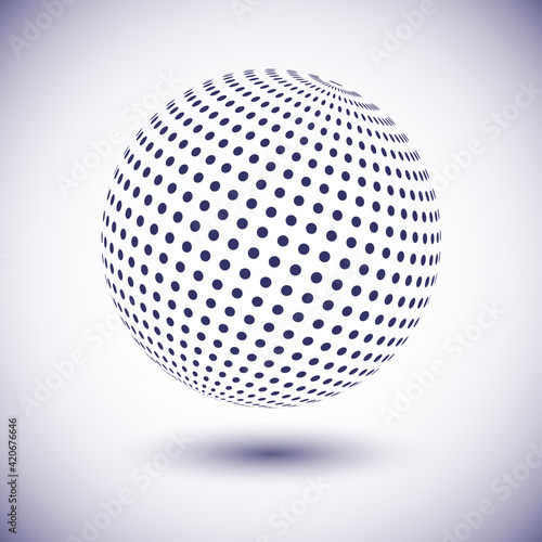 Sphere with dots as icon or logo. Abstract background with halftone. © Mykola Mazuryk