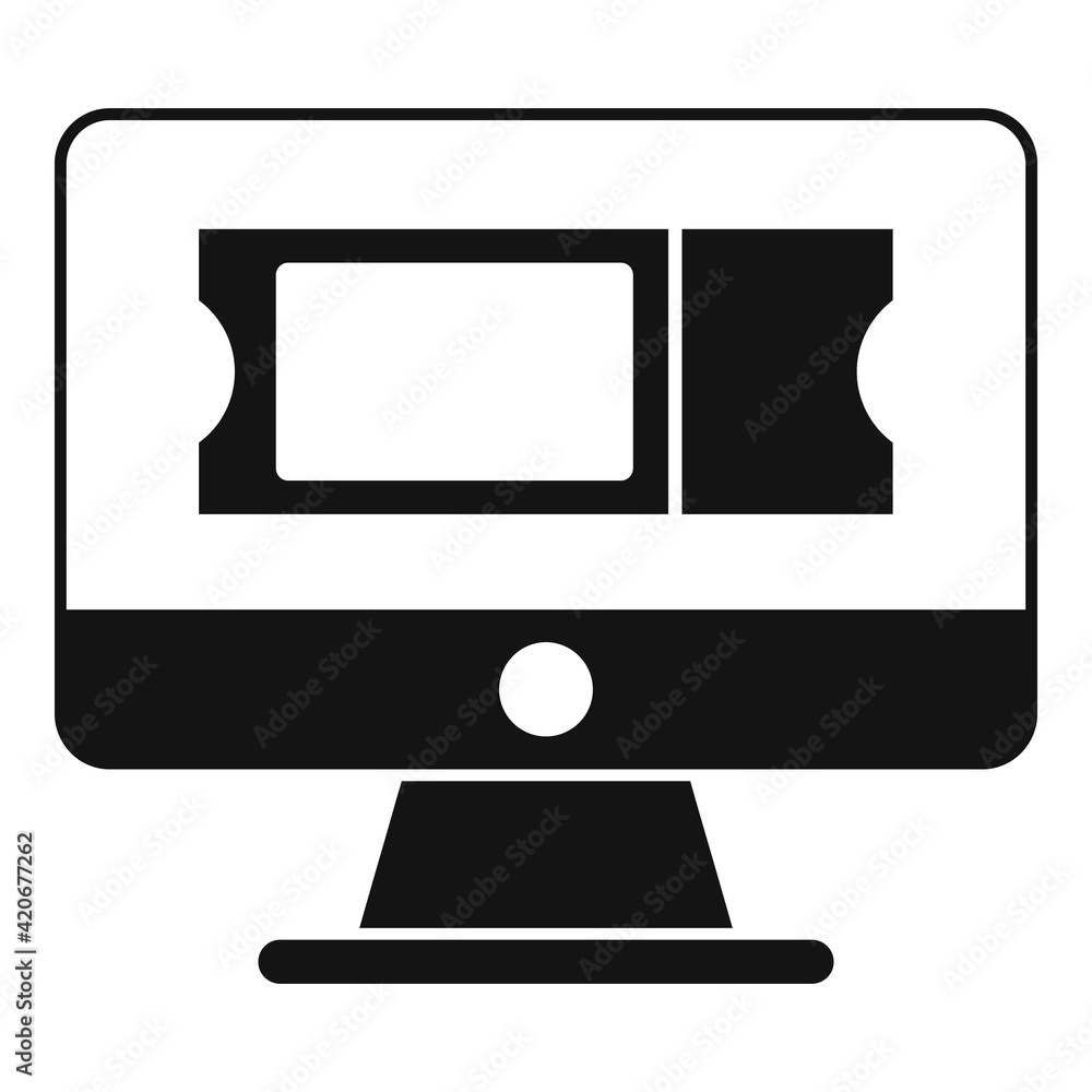Online trip ticket icon, simple style Online trip ticket icon, simple style