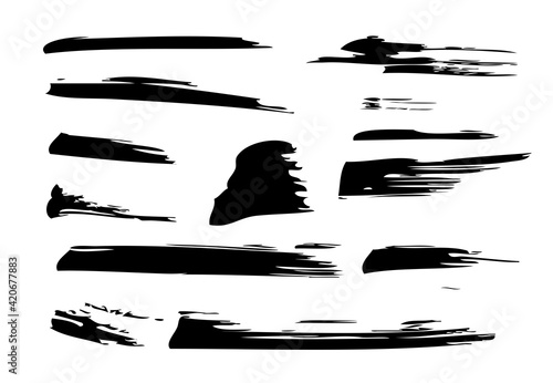 Vector Black Hand Draw Sketch, Horizontal Lines various shape from big marker, at White Background