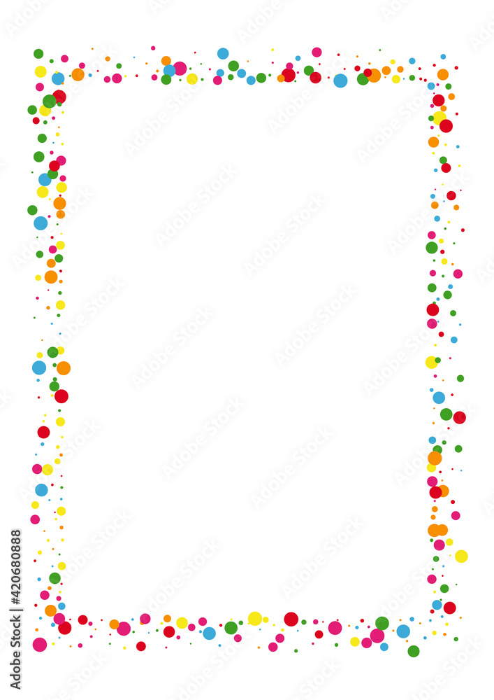 Multicolored Dot Fun Background. Confetti Celebration Texture. Yellow Color Circle. Red Abstract Round Illustration.