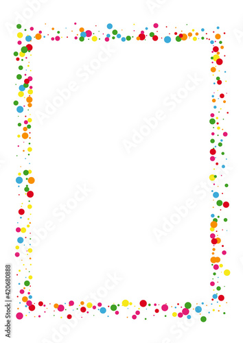 Multicolored Dot Fun Background. Confetti Celebration Texture. Yellow Color Circle. Red Abstract Round Illustration.
