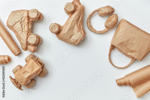 Handmade wrapped of paper different presents and gifts.