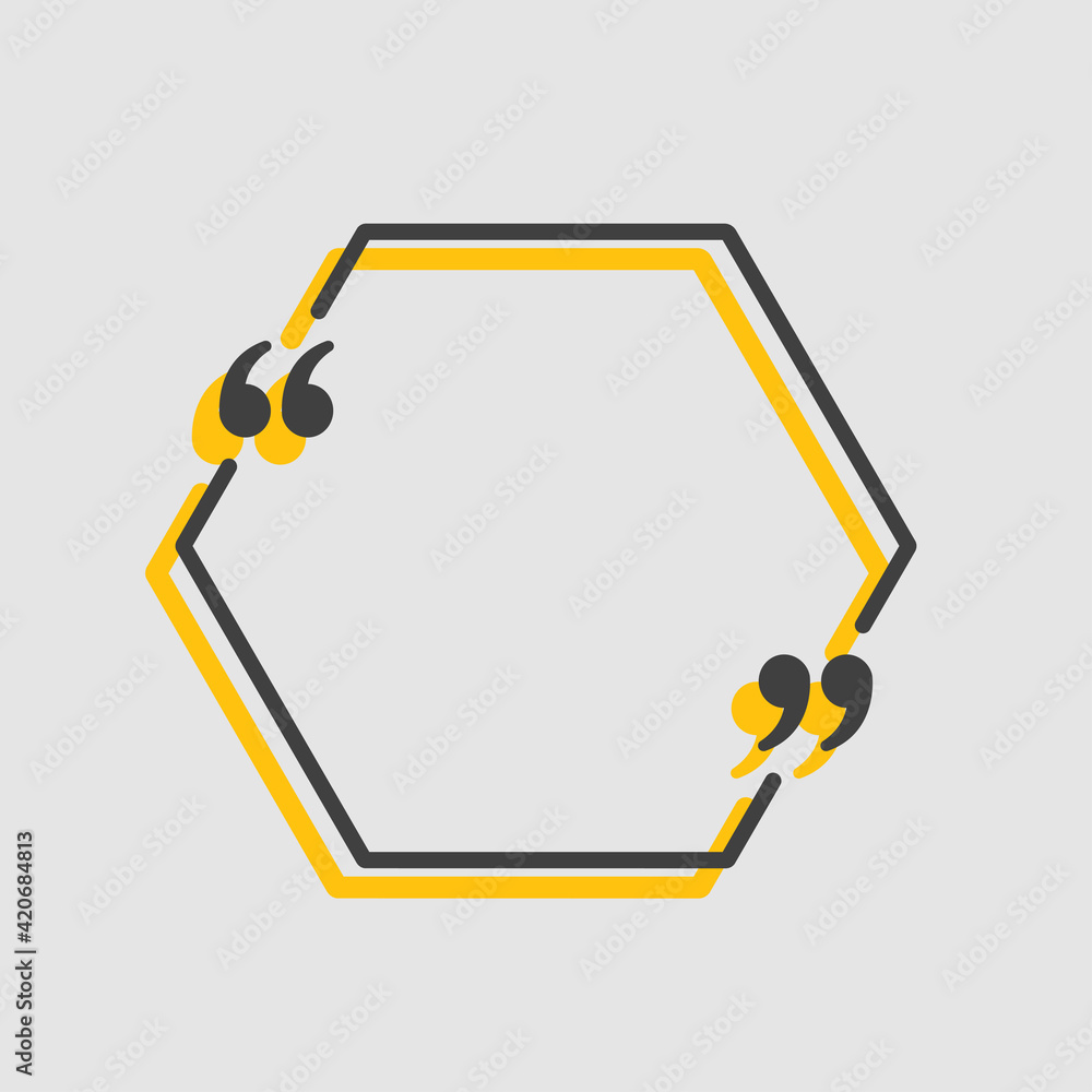 Quote hexagon text with bracket, vector banner Quote hexagon text with bracket, vector banner