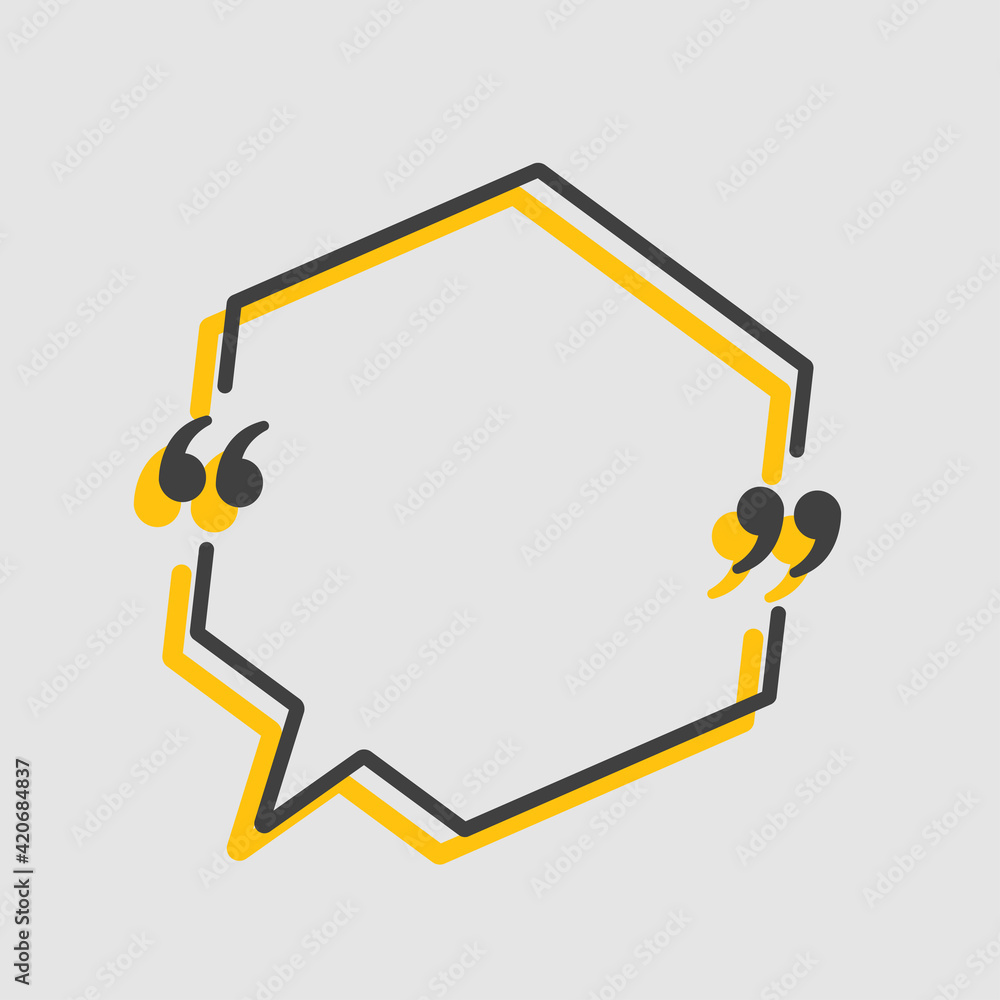 Quote hexagon text with bracket, vector banner Quote hexagon text with bracket, vector banner