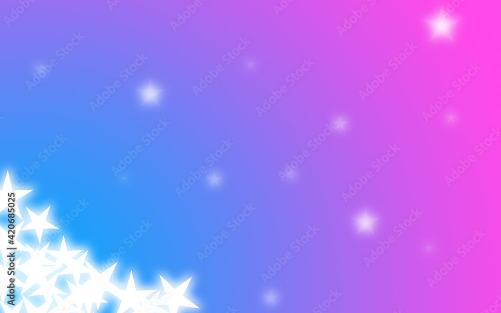 ピンクとブルーのグレデーションベースに星が輝くグラフィック素材