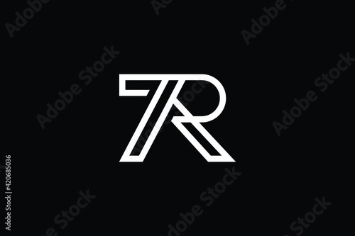 TR logo letter design on luxury background. RT logo monogram initials letter concept. TR icon logo design. RT elegant and Professional letter icon design on black background. T R RT TR