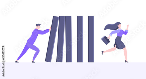 Business resilience or domino effect metaphor vector illustration concept.