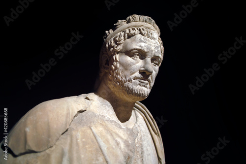 Roman statue of Emperor Priest. Marble. Perge. 2nd century AD. Antalya Turkey.
