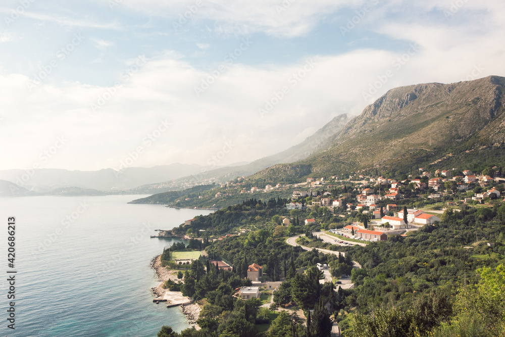 Ocean and hills near Herceg Novi in Montenegro Ocean and hills near Herceg Novi in Montenegro