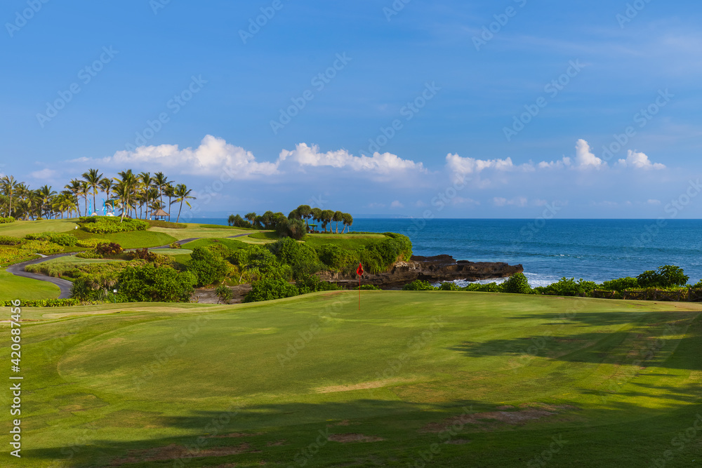 Golf field near Tanah Lot Temple - Bali Indonesia