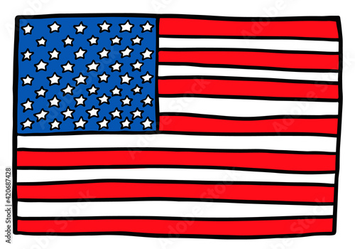 USA flag. United states of America doodle hand drawn. Vector illustration