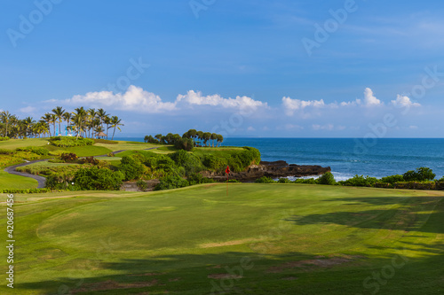 Obraz na płótnie Golf field near Tanah Lot Temple - Bali Indonesia w salonie