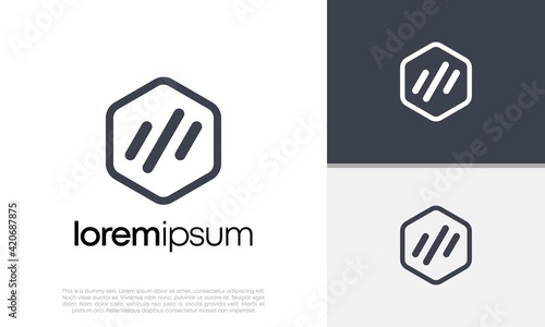 Technology Logo. Initial M logo design. Initial Letter Logo. Hexagon Logo