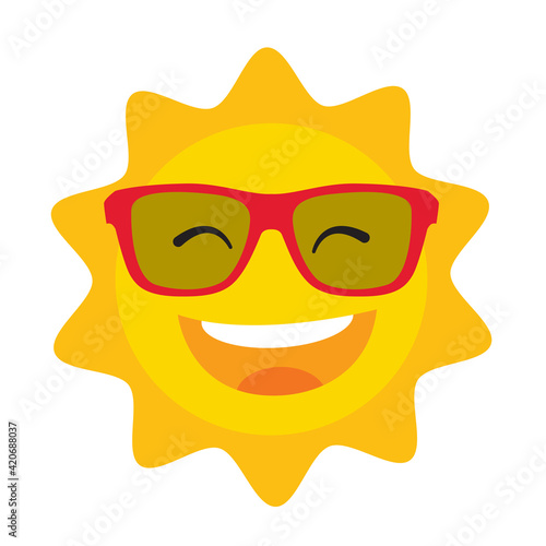 Sun in glasses icon vector illustration on white