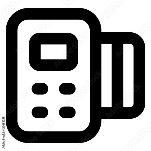 
Cash till with atm card, point of sale machine in solid vector 

