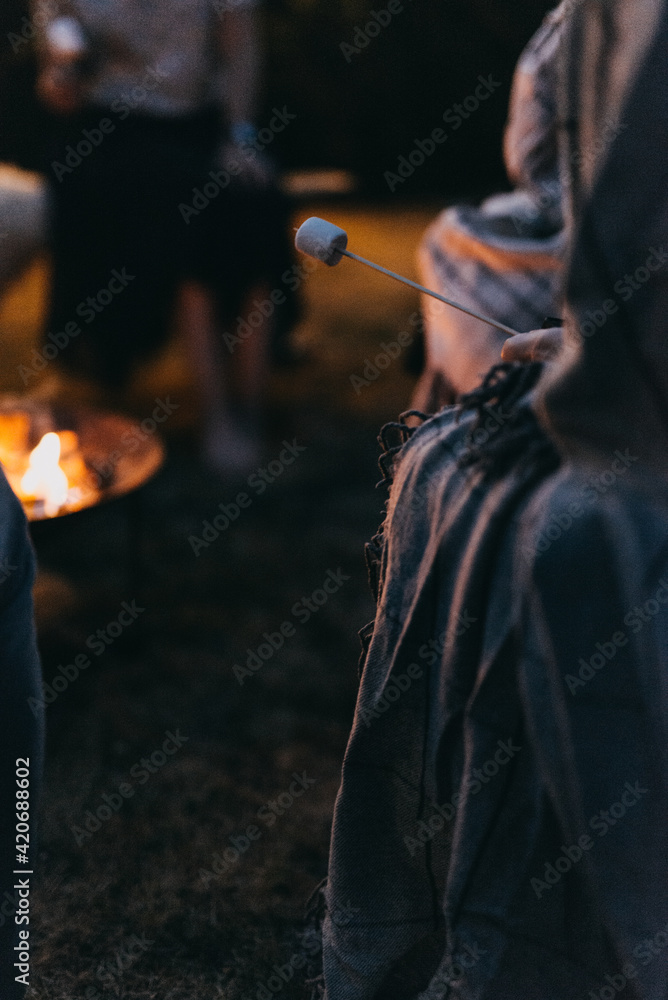 Roasting marshmallows at night Roasting marshmallows at night