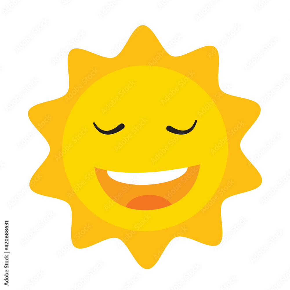 Cute Sun icon vector illustration on white Cute Sun icon vector illustration on white