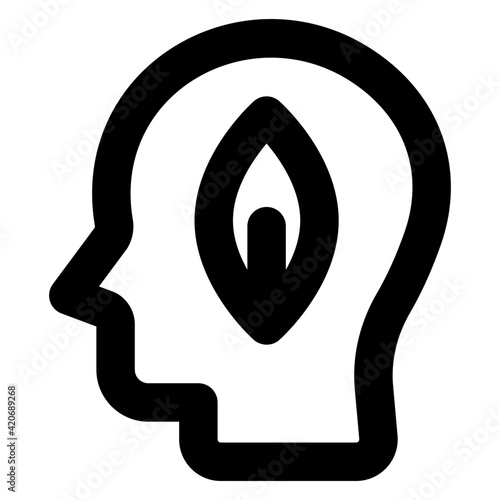 
Leaf in head, solid icon of ecologist

