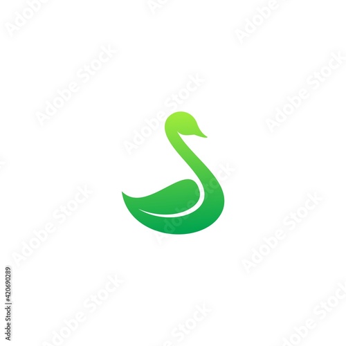 Swan leaf logo design combination concept
