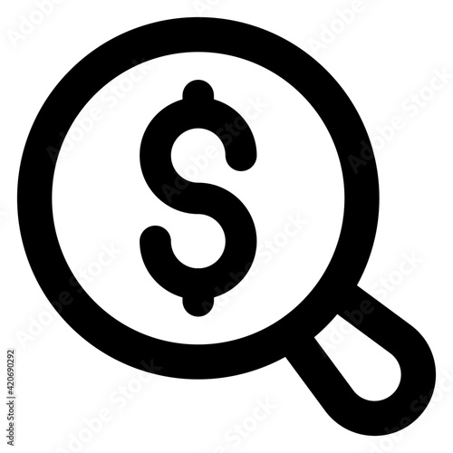  Financial search in glyph icon, editable vector