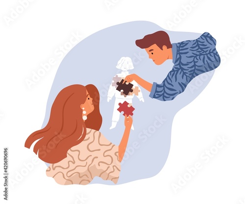 Parents' role in child's upbringing and education. Influence of adults on children's development and mental health. Concept of shaping kids' behavior model. Flat vector illustration isolated on white