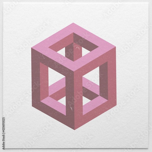 Isometric abstract textured 3d cube