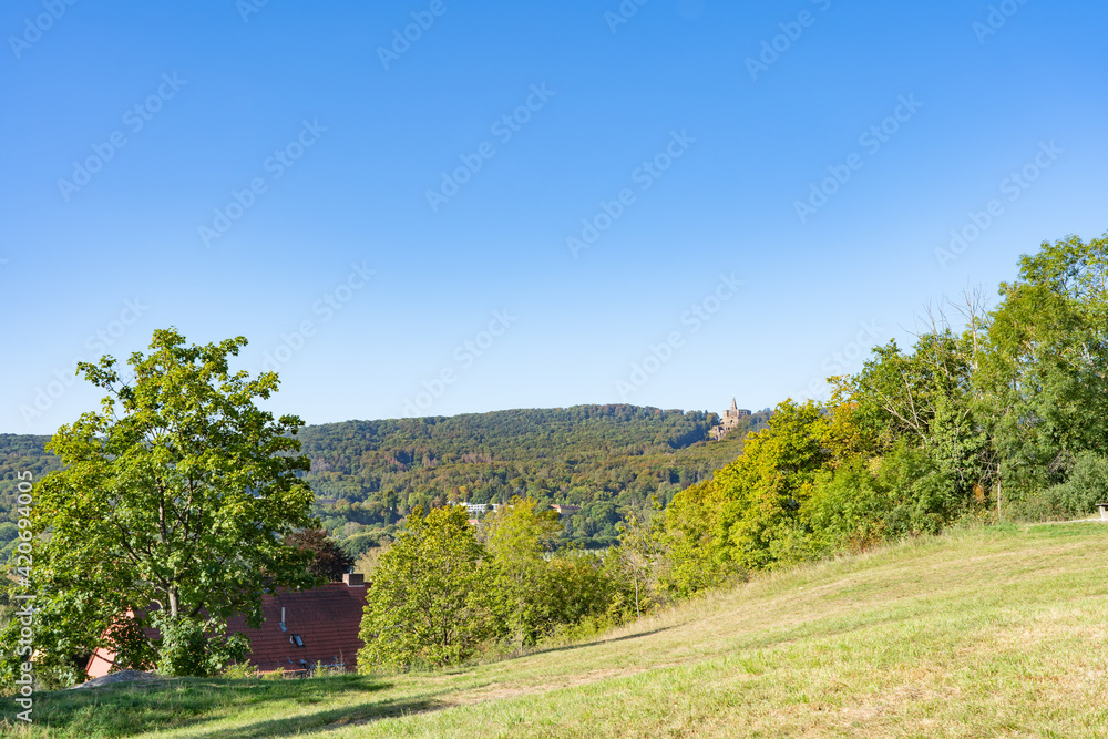 Panorama over the Habichtswald near Kassel with the famous Herkules, Germany Panorama over the Habichtswald near Kassel with the famous Herkules, Germany