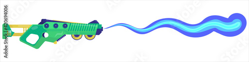 vector blaster fires. A bright beam from a blaster. energy weapons for the aliens. bright color gun for game design.