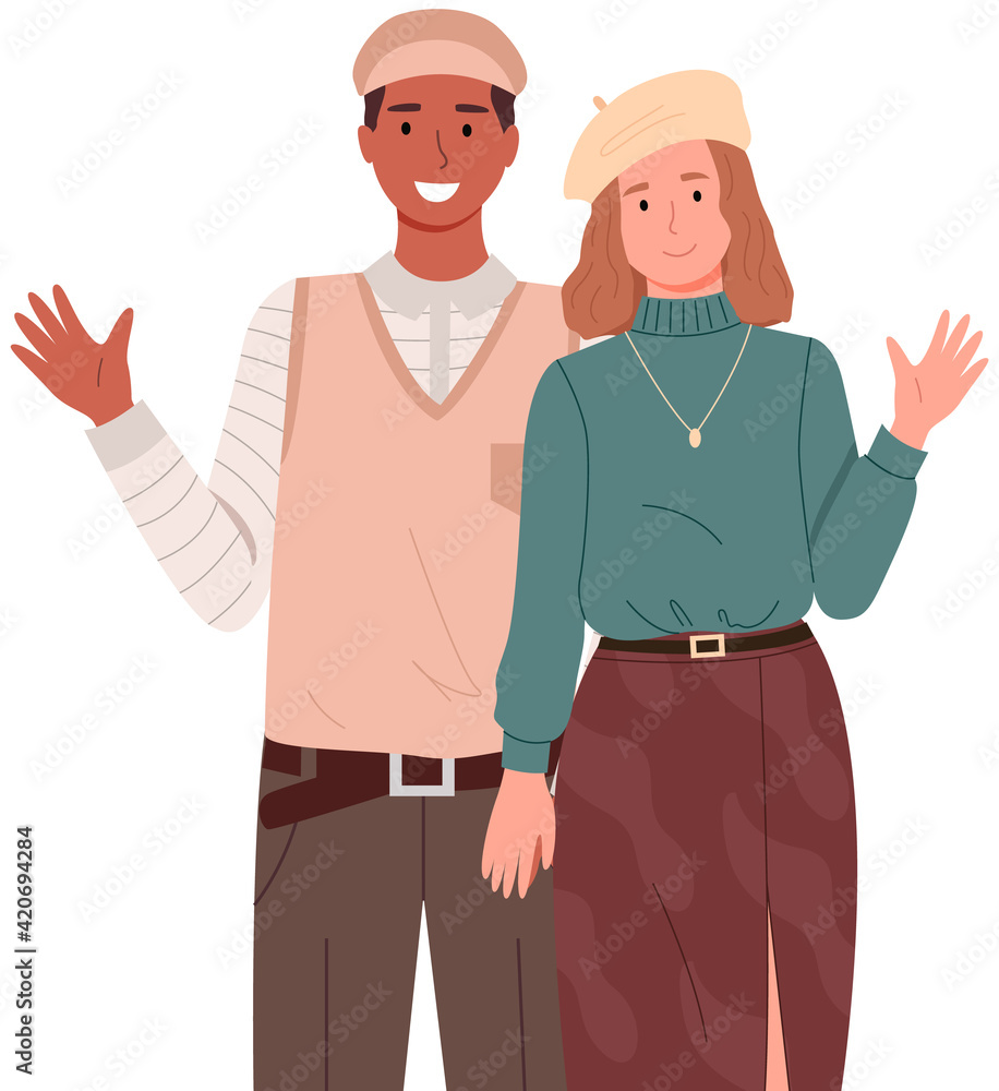 People greeting gesture. Different nations representatives waving hand saying hello People greeting gesture. Different nations representatives waving hand saying hello