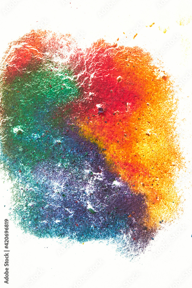 カラフルな色チョークの粉末のアート作品 カラフルな色チョークの粉末のアート作品