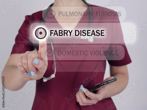 Select FABRY DISEASE menu item. Doctor use cell technologies. photo