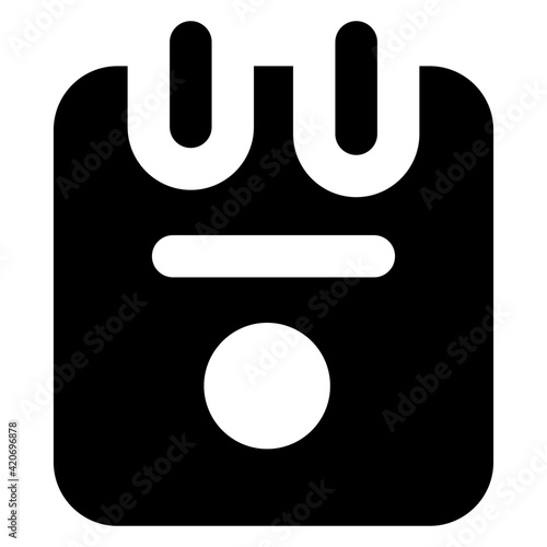 
Calendar, marked date in trendy glyph icon 

