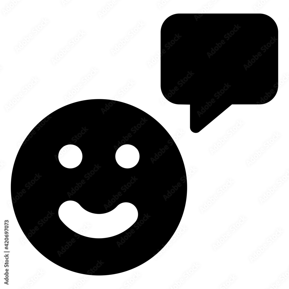 Fototapeta premium Chat with emoticon, happy feedback solid icon