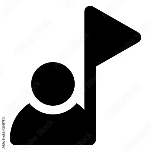 Tableau sur toile A mission achiever icon in solid style, flag in a hand