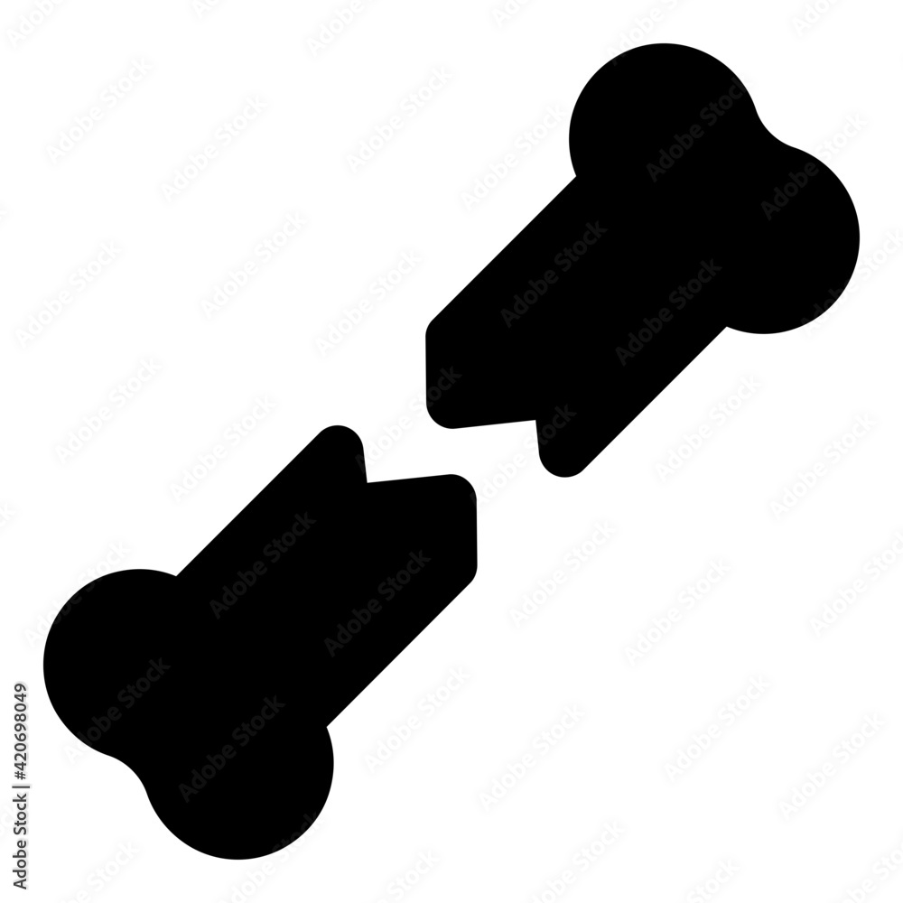 Broken bone in glyph icon, editable vector
Broken bone in glyph icon, editable vector